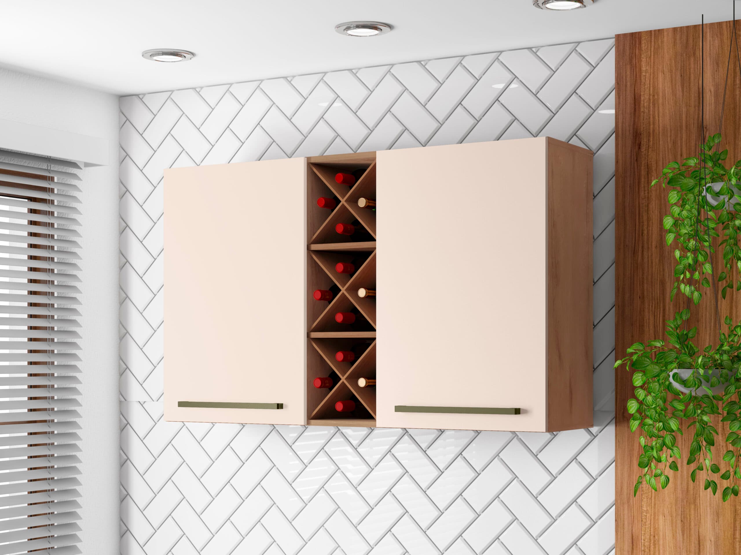 Mueble aéreo con botellero Natura off white